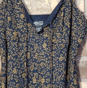 New York & Company Dresses - NY&CO Navy Gold Floral A line Dress size 12 New York & Company Dresses - NY&CO Navy Gold Floral A line Dress size 12